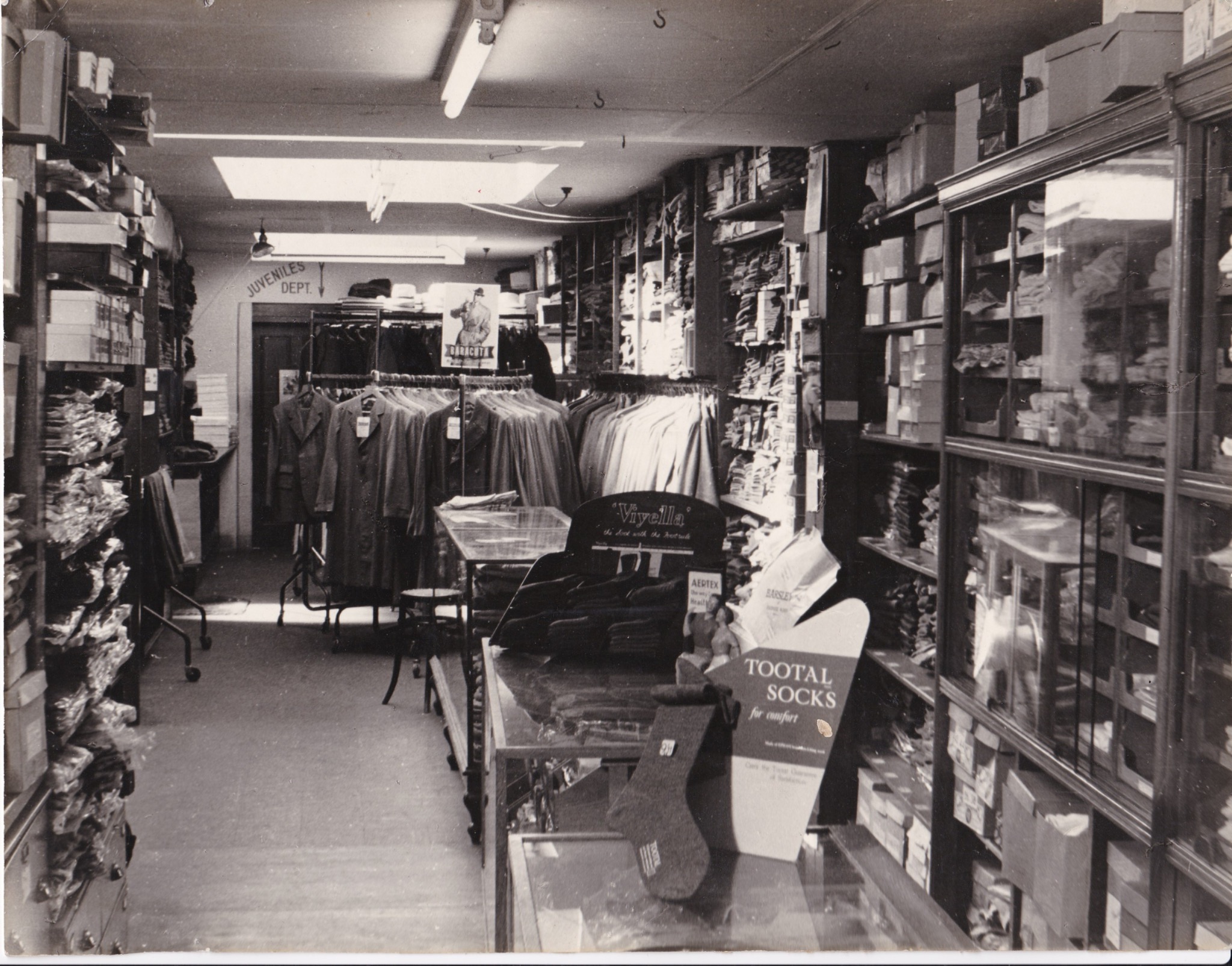 Historic interior of the Barsleys menswear department